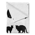 thumbnail image 2 of Cat Soft Flannel Fleece Throw Blanket, Black Cat Silhouettes in Different Poses Domestic Pets Kitty Paws Tail and Whiskers, Cozy Plush for Indoor and Outdoor Use, 60" x 80", Black White, by Ambesonne, 2 of 5