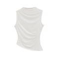 thumbnail image 5 of BUYISI Vintage Gyaru Womens Pleated Sleeveless Tank top Mock neck Slim fit Base t-shirt Grey XL, 5 of 6