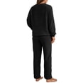 thumbnail image 3 of Innerwin Ensemble de Pyjama en Polaire pour Femmes, Couleur Unie, Col Rond, Chaud, Sherpa, Noir L, 3 of 4