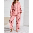 thumbnail image 3 of Women's Pajamas Set Comfy Cute Heart Printed Lounge Sets Two Piece Long Sleeve Pjs Soft Sleepwear, 3 of 5