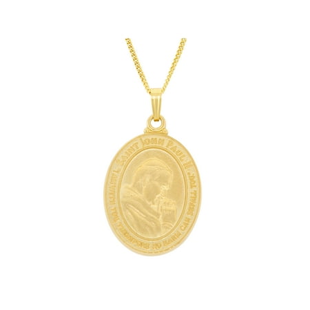 24kt Gold Plated Saint John Paul II Medal Pendant, 18