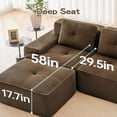 thumbnail image 5 of YWEN Boneless Couch Modular Sectional Sofa, 117" Modern Cloud Couch with Deep Seat, Comfy Corduroy Sectional Couches for Living Room, 3 Seater Tufted Floor Sofa with Anti-Slip,No Assembly, Brown, 5 of 9