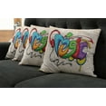 thumbnail image 2 of Ambesonne Retro Throw Pillow Cover 4 Pack, Music Graffiti Hip Hop, 16", Multicolor, 2 of 6