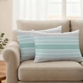 thumbnail image 3 of Outdoor Waterproof Pillow Covers Turquoise Stripe Abstract Geometric Decorative Throw Pillow Protectors,Pillowcase Cushion Cases for Patio Sofa Garden Couch,20x12in,Pack of 2, 3 of 14