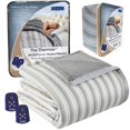 thumbnail image 1 of Thermee Micro Flannel Heated Blanket With Sherpa Back, King Size, 10-Setting Electric, Programmable, Ultra-Soft Throw, Fast Heating Thermal - City Stripe, 1 of 4