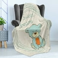 thumbnail image 4 of Saying Soft Flannel Fleece Throw Blanket, Teddy Bear Hand Drawn Cartoon Illustration Circles Background, Cozy Plush for Indoor and Outdoor Use, 60" x 80", Pale Blue Eggshell, by Ambesonne, 4 of 5