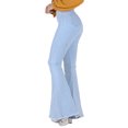 thumbnail image 3 of Women Ripped Flare Bell Bottom Jeans Elastic Waist Retro Wide Leg Denim Pants, 3 of 6