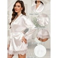 Sexy Satin Robe for Women Lace Trim Silk Robe Womens Silk Kimono Robe Short Satin Bathrobe for