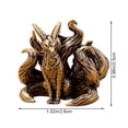 thumbnail image 2 of Jiibva Brass Fox Statue Seven/Nine Tailed Fox Miniature Figurines Desk Ornament Mini Copper Animal Sculpture Home Decor, 2 of 7