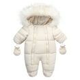 thumbnail image 6 of GYRATEDREAM Baby Winter Snowsuit Warm Hooded Puffy Coat Jacket Footed Romper Infant Jumpsuit with Gloves for Boy Girl 6-24M, 6 of 8