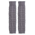 thumbnail image 1 of Women Knit Simple Solid Color Thermal Knee High Calf Slouch Socks Black, 1 of 3