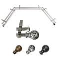 thumbnail image 1 of Sonja 13/16" Double Bay Window curtain rod Adjustable 20"-36", 38"-72" - Satin Nickel,(ABay-17-5D), 1 of 4