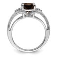 thumbnail image 2 of Sterling Silver Rhodium Oval Smoky Quartz & Diamond Ring, 2 of 5