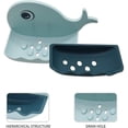 thumbnail image 3 of Jabonera, 2 Piezas Jabonera Impermeable con Orificios de Drenaje de Agua para Secar y Ahorrar Jabón, Caja de Jabón de Ballena para Baño, Ducha, Cocina, Fregadero, 2 C, 3 of 5