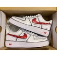 thumbnail image 1 of Air Force 1 Custom 'Red Swoosh Graffiti Cartoon' White Shoes Sneakers Mens Women, 1 of 6