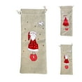 thumbnail image 1 of Becaristey Wine Bottle Bag Drawstring Christmas Champagne Cover Linen Cloth Wrap Pouch, 1 of 6