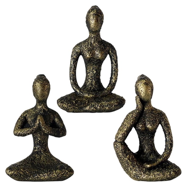 3 piezas de esculturas de figuras de yoga, adornos de estilo nórdico, soporte para artesanías, para dorado