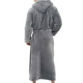 thumbnail image 2 of MAWCLOS Men Dressing Gown Long Sleeve Wrap Robe Hooded Bath Robes Mens Warm Towelling Lounge Nightwear Gray 5XL, 2 of 7