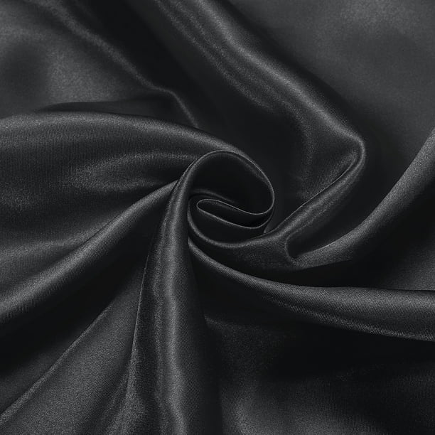 Tejido de satén negro por yarda, 2 yardas de tejido de satén sedoso de 60" de ancho, tela de satén sólida para vestido de novia, decoraciones de boda, manualidades, costura