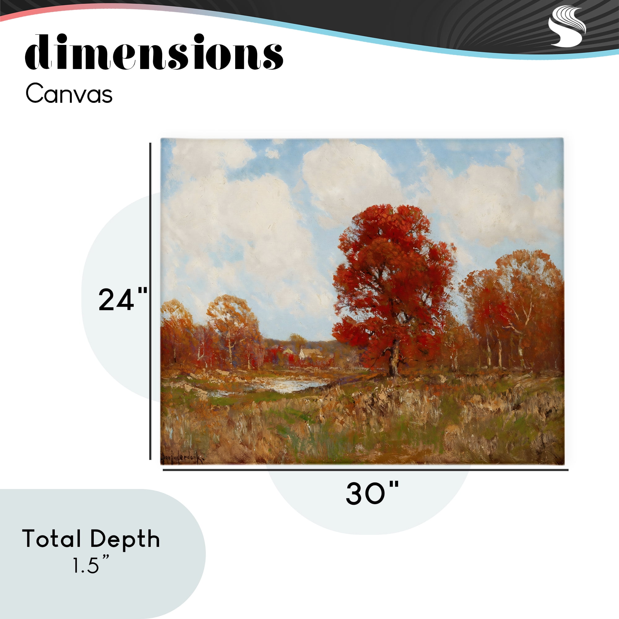 Fall Landscape with Red Foliage Canvas Wall Art, design by Arlington Prints