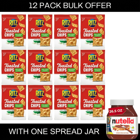 RITZ Toasted Chips Sour Cream and Onion Crackers, Party Snacks, 8.1 oz