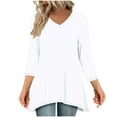 thumbnail image 2 of Aobny Long Shirt Tshirts Shirts for Women White Tunic Blouses & Tops Pullover V-Neck 3/4 Sleeve Gym Tops for Women,S, 2 of 7