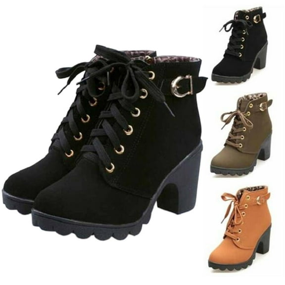Raindrops High Boots Women Fashionable Round Toe Lace Up Buckle Platform 1 Pair