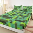 thumbnail image 3 of Homewish Female Men Women Pixelated Blocks Miners 4 Pieces Queen Sheet Sets,Building Blocks Construction Game Ultra Soft Flat Sheet,Abstract Geometric Plaid Grid Queen Fitted Sheet, 3 of 7