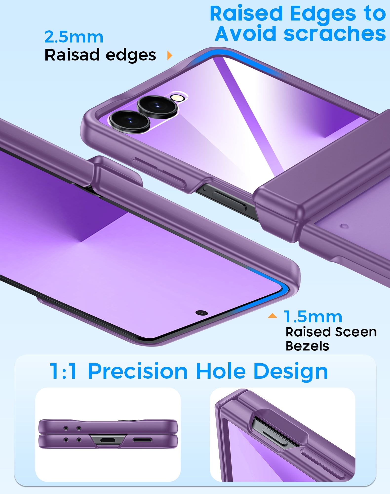 Oupeigar for Samsung Galaxy Z Flip 7 Phone Case,Compatible with MagSafe,Screen Protector,Anti-Fingerprint Translucent Matte Shockproof Case-Purple