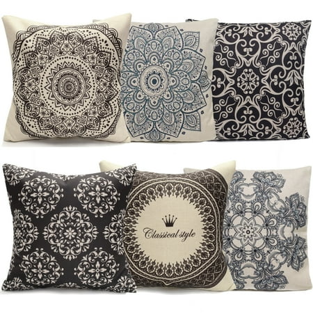 Pillow Cushions Asewin Geometric Flower Throw Pillow Cushion Cover 18''x18'' Cotton Linen Back Waist PillowCase Standard Decorative Pillowslip Pillow Protector Case for Sofa Couch Chair Car Seat ()