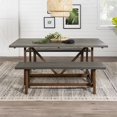 thumbnail image 2 of Brennan Solid Wood 3 Piece Trestle Dining Set in Gray/Brown, 2 of 6