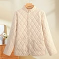thumbnail image 7 of Women Quilted Puffer Coat Solid Argyle Outwear Notch Lapel Jackets Fall Winter Peacoat Button Long Sleeve Clothing Shacket Jacket Trendy Outfits Fashion Tops with Pockets, 7 of 7