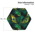 thumbnail image 2 of Lsque Peacock Feathers2 Pattern 4" Drink Coasters Set of 4, PVC Leather Absorbent Coasters, Table Coaster Set Decorative Coffee Cup Coasters Housewarming Gift -Hexagon, 2 of 6