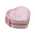 thumbnail image 2 of Caja de almacenamiento de joyería de terciopelo en forma de corazón | Organizador de cremallera portátil para viajes | Anillo flocado Collar Pendiente Estuche de embalaje | Rosa romántico, 2 of 6