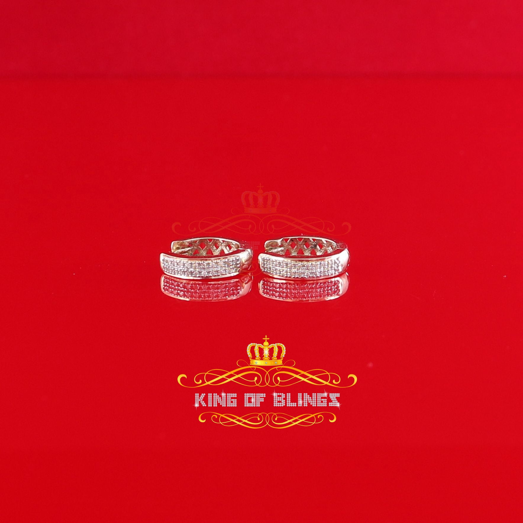 King of Bling's 0.15ct Diamond 925 Sterling Silver Yellow Hoop Stud Earrings For Men's / Women's