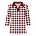 thumbnail image 7 of Ashirexll Ladies Tops and Blouses, Tops for Women Trendy, Color Matching V Neck Lapel 3/4 Sleeve T Shirt for Womens Casual Tops, 7 of 7