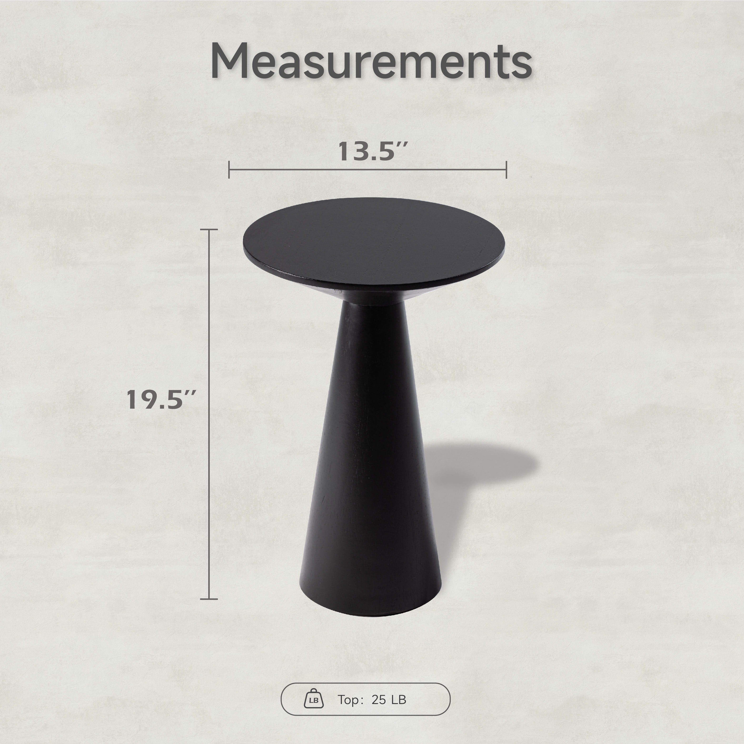 COZAYH Farmhouse Pedestal Small End Table Round Martini Table Wood Plant Stand Rustic Drink Table for Small Space Living Room, Bedroom, Black