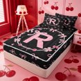 thumbnail image 2 of meiyoeat Pink Personalized Initial R Zipper Twin Comforter Sets with Fitted Sheet and 2 Pillowcases,Princess Bowknot Zipper Bedding Set For Girl,Pink Reversible,4-Piece, 2 of 7