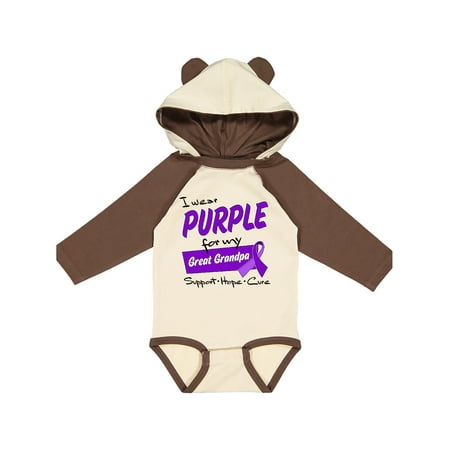 

Inktastic I Wear Purple for my Great Grandpa-Support Hope Cure Gift Baby Boy or Baby Girl Long Sleeve Bodysuit