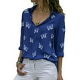 thumbnail image 2 of LYMAYTER Women‌ Fashion Shirts Summer Casual Butterfly Print Long Sleeve Lapel Button for Shirt Tops S-4XL, 2 of 8
