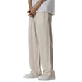 thumbnail image 1 of HXWCHs Men's Drawstring Linen Pants Straight Leg Work Wear Beige XL, 1 of 4