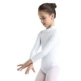 thumbnail image 5 of Kaerm Kids Girls Basic Turtleneck Long Sleeve Leotard Gymnastics Ballet Dancewear for Toddler White 13-14, 5 of 8