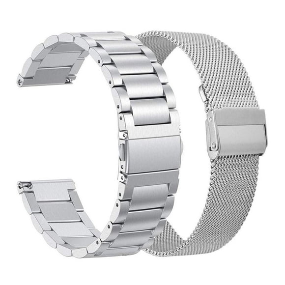 ViCRiOR Compatible with 18mm Garmin Vivoactive 4S / Venu 2s / Venu 3S/ Vivomove 3S Bands, Solid Stainless Steel Watchband+ Mesh Strap Bracelet Replacement Band for Garmin Forerunner 255s/265S