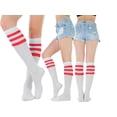thumbnail image 2 of ToBeInStyle Women's Pack of 6 Knee High Socks - Full Body White Socks with Triple Colored Stripes, 2 of 7