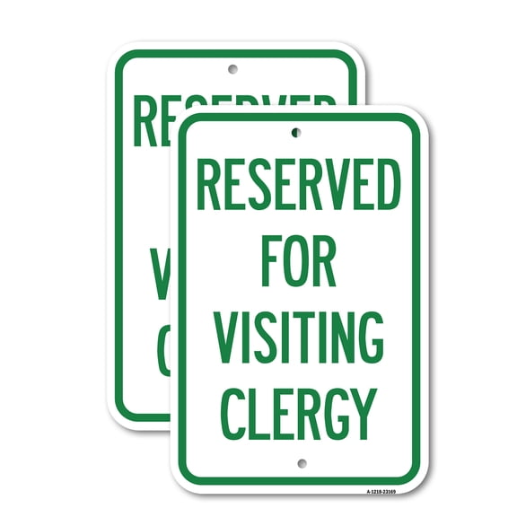 (2 Pack) Reserved for Visiting Clergy | 18" X 24" Heavy-Gauge Aluminum Sign | Rust Free Aluminum, Weather Resistant, Waterproof, Fade Resistant, 2 Pre-drilled Holes