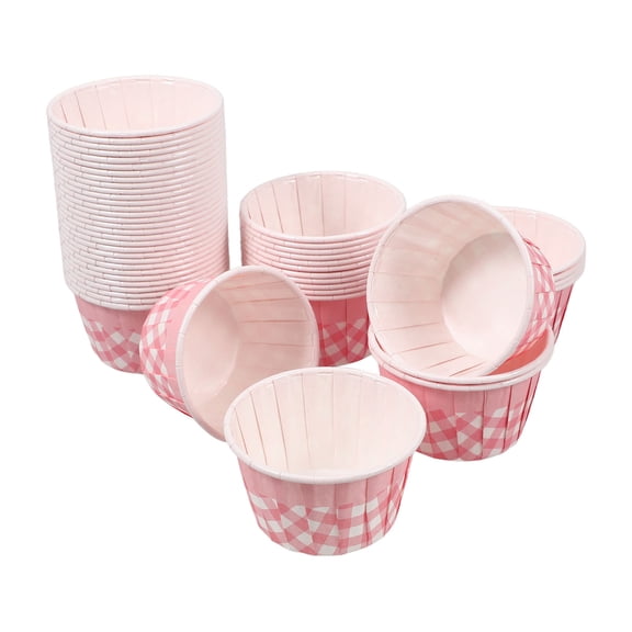 SOPOTUTU 50Pcs Cupcake Baking Cups Pink Ruffled Edge Paper Cupcake Liner for Wedding Reception