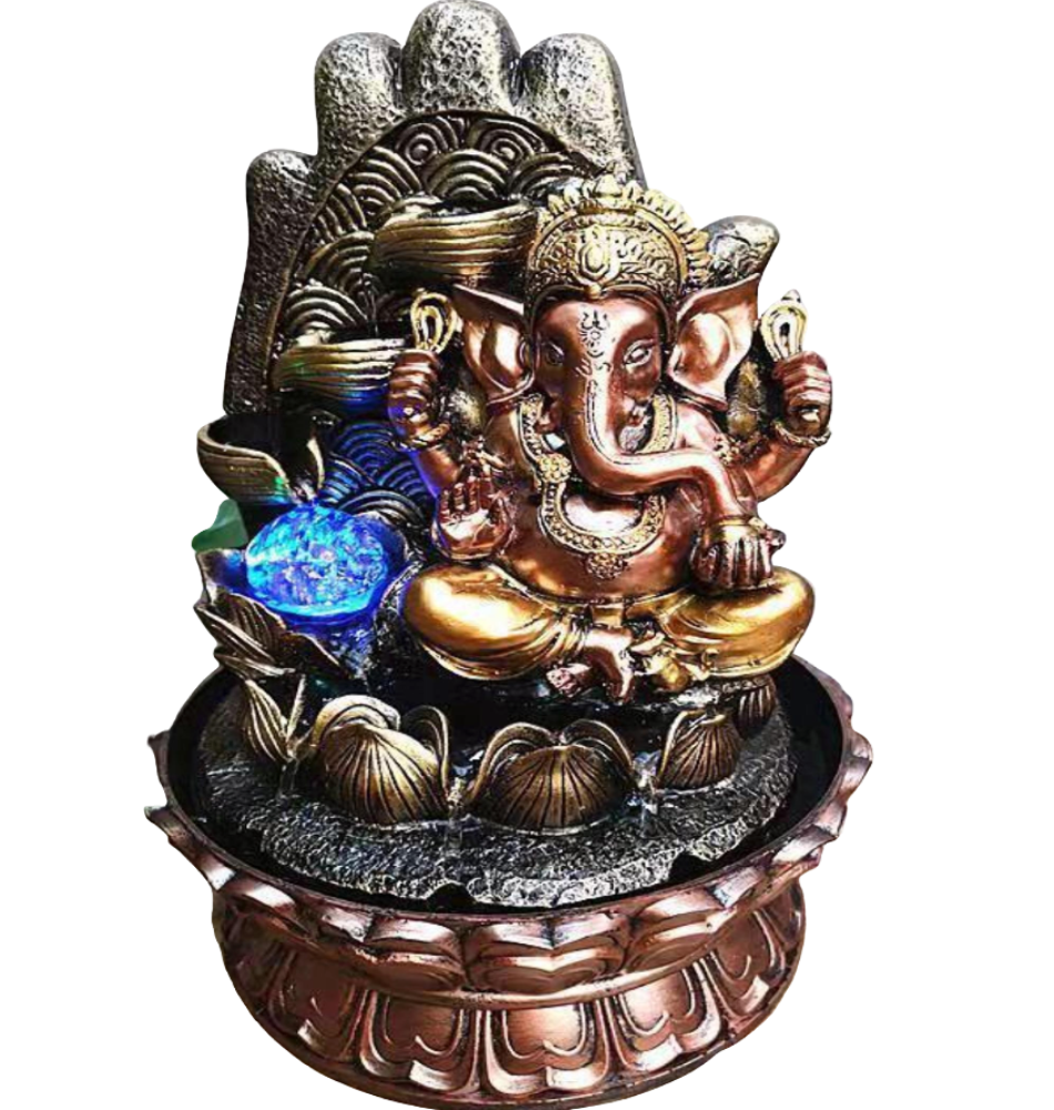 Ganesha Tabletop Water Fountain With LED For Home Decor