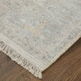 thumbnail image 4 of HomeRoots 566215 2 x 3 ft. Floral Hand Woven Distressed Rectangle Area Rug with Fringe, Ivory, Tan & Blue, 4 of 10