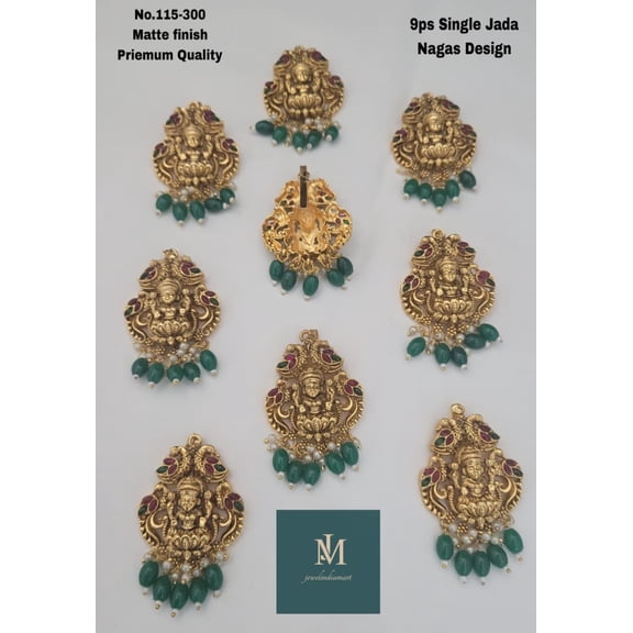 Gold-Tone Bridal Hair Pins For Women – South Indian Dance Jewelry, Set of 9 Accessories