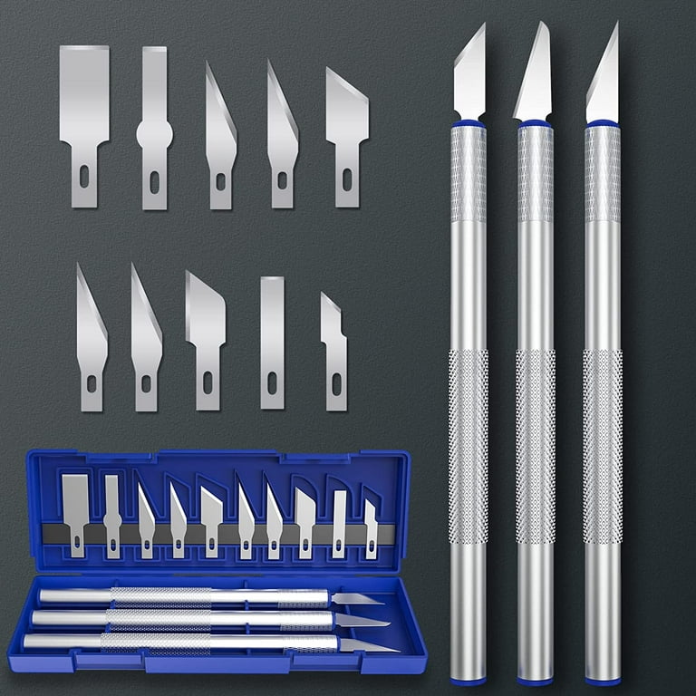 delpattern 16 Pack Craft Hobby Knife Kit, Alloy Steel Utility Art